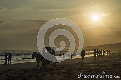 Twilight on the parangkusumo beach Stock Photo
