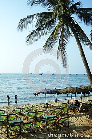 Twilight at Pattaya beach Stock Photo