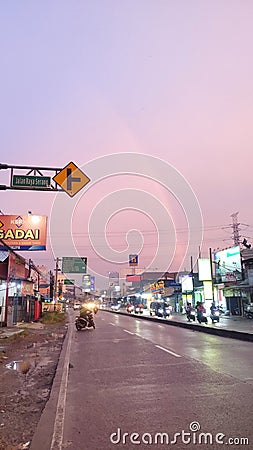 The twilight sky on the street at afternoon Editorial Stock Photo