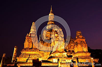 Twilight at sukhothai historical park,Thailand Stock Photo