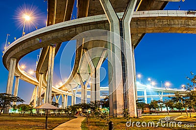 Twilight under view Bhumibol Bridge Stock Photo