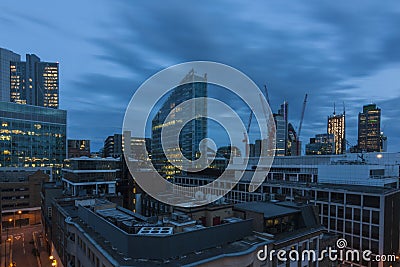 Twilight view of the City of London Stock Photo