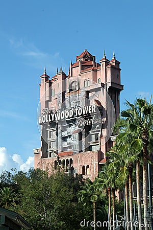 Twilight Zone Tower of Terror ride at Disney`s Hollywood Studios Orlando Florida Editorial Stock Photo
