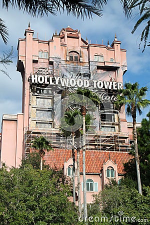 Twilight Zone Tower of Terror ride at Disney`s Hollywood Studios Orlando Florida Editorial Stock Photo