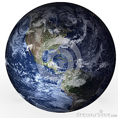 Twillight at Planet Earth of solar system isolated. Stock Photo