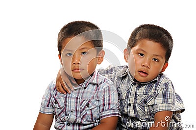 Twin asian boys Stock Photo