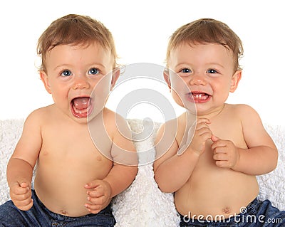 Twin baby boys. Stock Photo