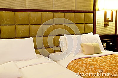 Twin bed room Stock Photo