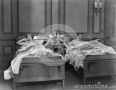 TWIN BEDS Stock Photo