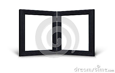 Twin black hinged picture frames Stock Photo