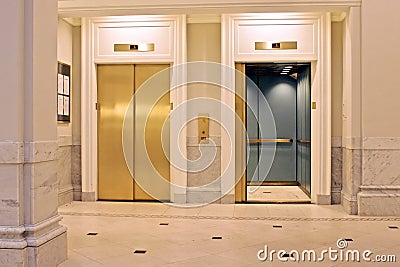 Twin elevators Stock Photo