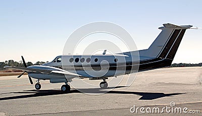 Twin-engined Turboprop aircraft Stock Photo