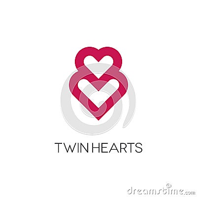 Twin Hearts Logo Stock Photo