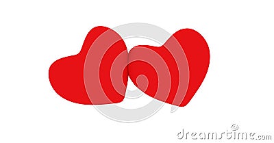 Twin red heart. 3d illustration rendering Cartoon Illustration