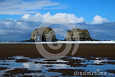 Twin Rocks at Rockaway Beach Oregon Stock Photo