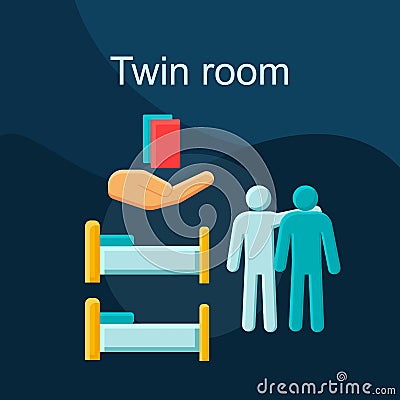 Twin room flat concept vector icon Vector Illustration