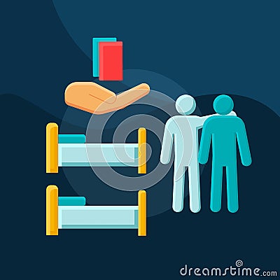 Twin room flat concept vector icon Vector Illustration