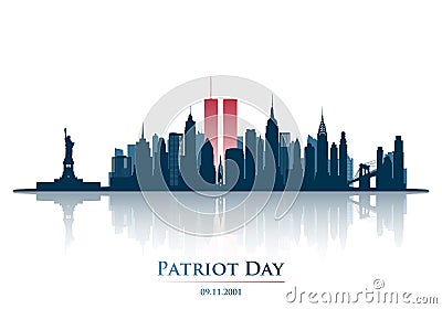 Twin Towers in New York City Skyline. World Trade Center. Vector Illustration