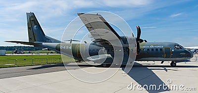 A twin-turboprop tactical military transport aircraft EADS CASA C-295M Editorial Stock Photo