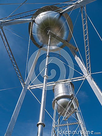 Twin water towers Stock Photo