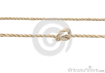 Twine rope with knot isolated Stock Photo