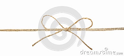 Twine ribbon with bow isolated.Packing string. Stock Photo