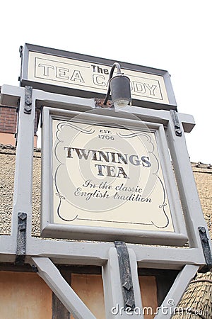 Twinings herbal tea store sign at Epcot Editorial Stock Photo