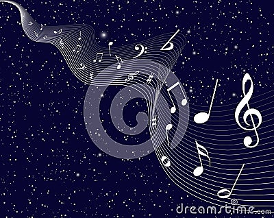 Twinkle stars with music notes Stock Photo