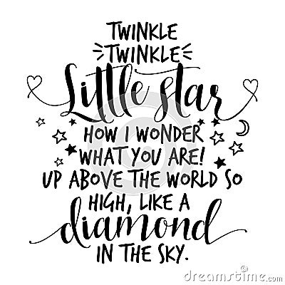 Twinkle twinkle little star text. funny vector quotes. Vector Illustration