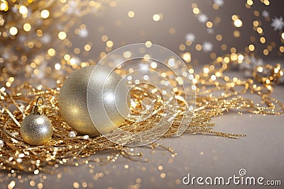 Twinkling Christmassy scene Golden winter wonderland Glittering holiday card design Stock Photo