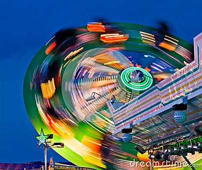 Twinkling lights and turn on the night of the carnival Stock Photo