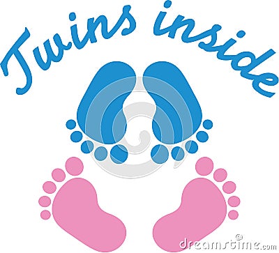 Twins baby footprints Vector Illustration