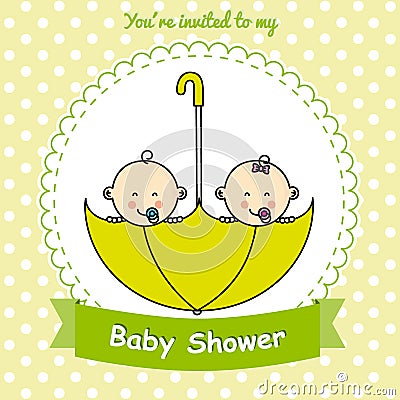 Twins baby shower Vector Illustration