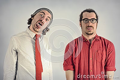 Twins Men Beards Stock Photo