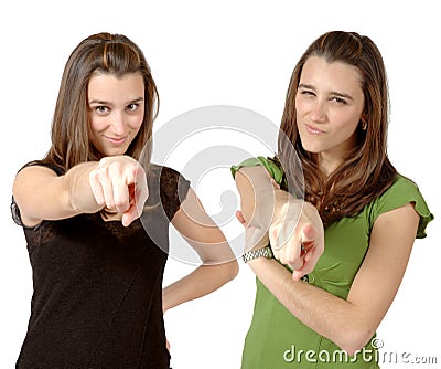 Twins Pointing at you Stock Photo