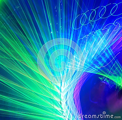 Twirled laser lights lines Stock Photo