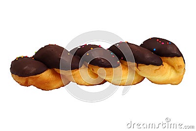 Twist Doughnut with glaze Chocolate and colorful sprinkles Stock Photo