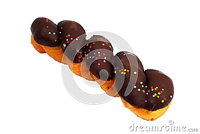 Twist Doughnut with glaze Chocolate and colorful sprinkles Stock Photo