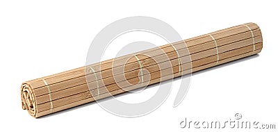 Twisted bamboo table mat on white isolated background, coaster for cups and plates Stock Photo