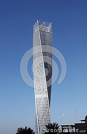 Twisted Cayan Tower in Dubai Marina Stock Photo