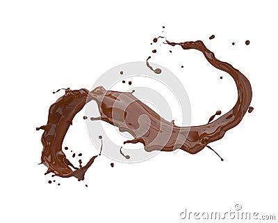 Twisted Chocolate splash isolated on brown background Cartoon Illustration