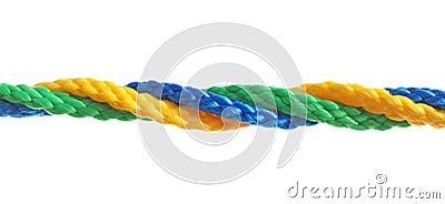 Twisted colorful ropes on white background Stock Photo