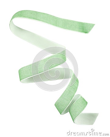 Twisted green velvet ribbon isolated on white Stock Photo