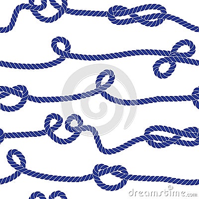 Twisted marine rope with knots seamless vector print Vector Illustration