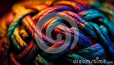 Twisted multi-colored thread intricately woven for crafting generated by AI Stock Photo