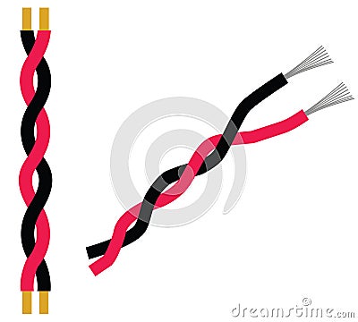 Twisted paired electrical wires icon. Twisted pair cable sign. Twisted pair cable line symbol. flat style Stock Photo
