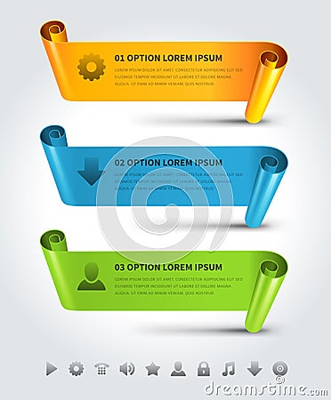 Twisted roll paper poster infographic business marketing strategy visualization realistic vector Vector Illustration