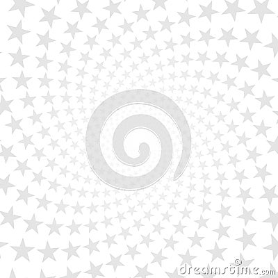 Twisted stars spiral. White & grey abstract background. Vector Illustration