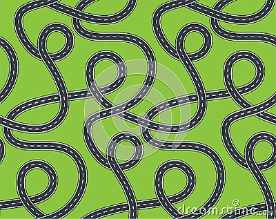 Twisted street and road seamless pattern vector isolated on background Vector Illustration