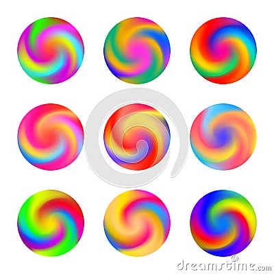 Twisted swirl rainbow color ball three dimensional set design element Vector Illustration
